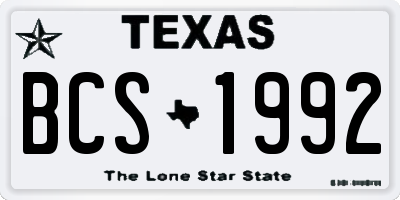 TX license plate BCS1992