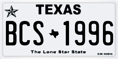 TX license plate BCS1996