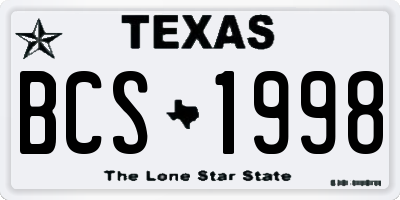 TX license plate BCS1998