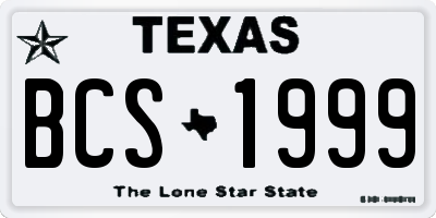 TX license plate BCS1999