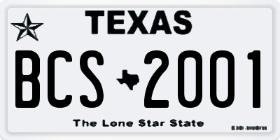 TX license plate BCS2001