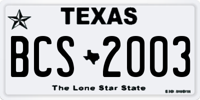 TX license plate BCS2003