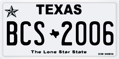TX license plate BCS2006