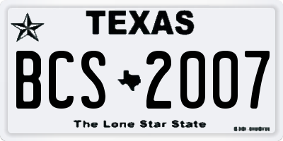 TX license plate BCS2007