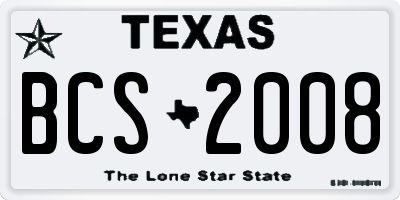 TX license plate BCS2008