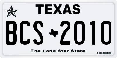 TX license plate BCS2010