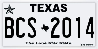 TX license plate BCS2014