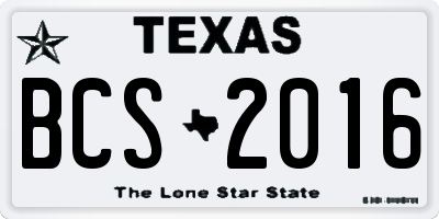 TX license plate BCS2016