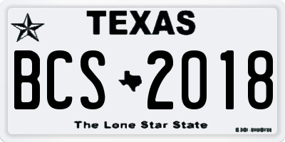TX license plate BCS2018
