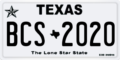 TX license plate BCS2020