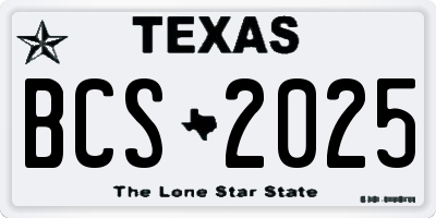 TX license plate BCS2025