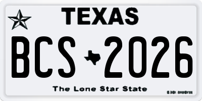 TX license plate BCS2026