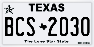 TX license plate BCS2030