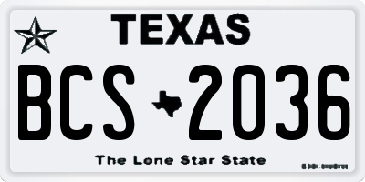 TX license plate BCS2036