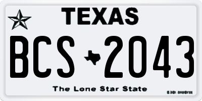 TX license plate BCS2043