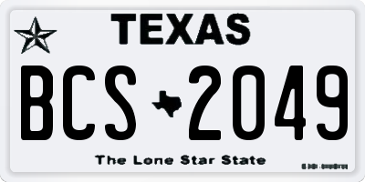 TX license plate BCS2049