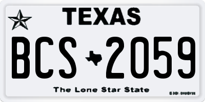 TX license plate BCS2059