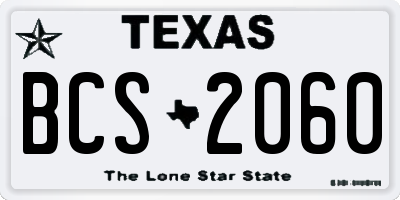 TX license plate BCS2060