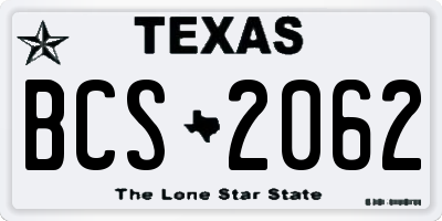 TX license plate BCS2062