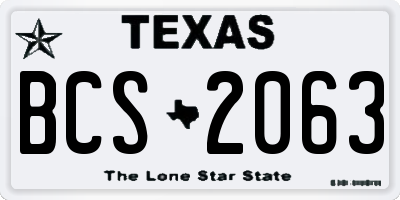 TX license plate BCS2063
