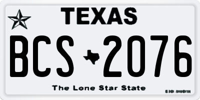 TX license plate BCS2076