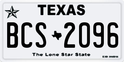 TX license plate BCS2096