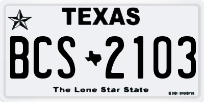 TX license plate BCS2103