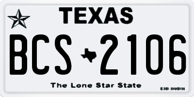 TX license plate BCS2106