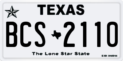 TX license plate BCS2110