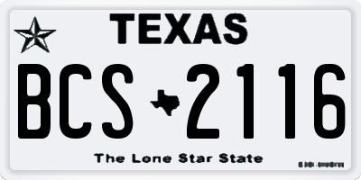 TX license plate BCS2116