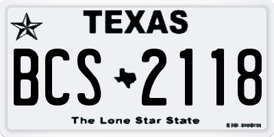 TX license plate BCS2118