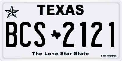 TX license plate BCS2121
