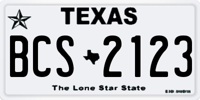 TX license plate BCS2123
