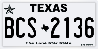 TX license plate BCS2136