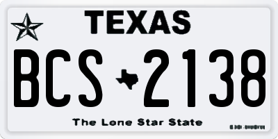 TX license plate BCS2138