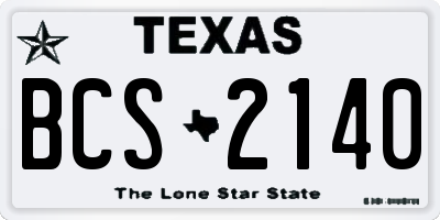 TX license plate BCS2140