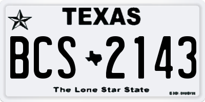 TX license plate BCS2143