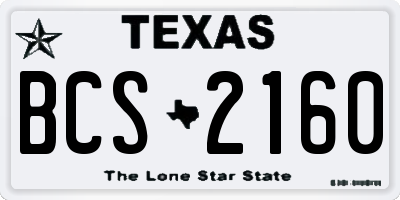 TX license plate BCS2160