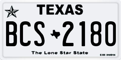 TX license plate BCS2180