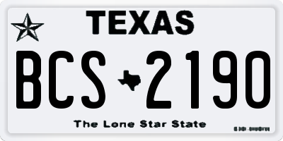 TX license plate BCS2190