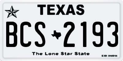 TX license plate BCS2193