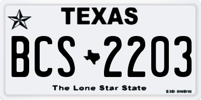 TX license plate BCS2203