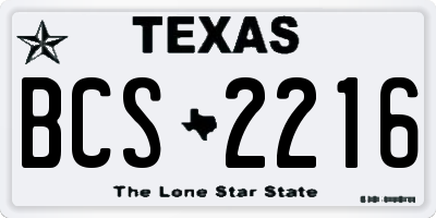 TX license plate BCS2216