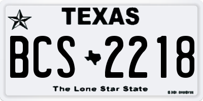 TX license plate BCS2218