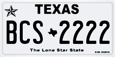 TX license plate BCS2222