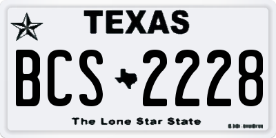 TX license plate BCS2228