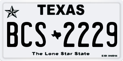 TX license plate BCS2229