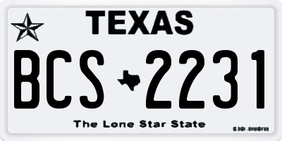 TX license plate BCS2231