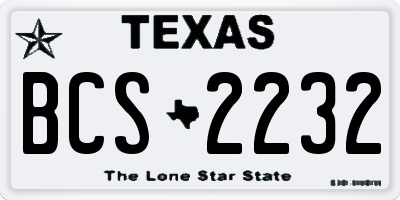 TX license plate BCS2232