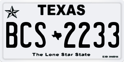 TX license plate BCS2233